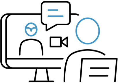 A person looking at a computer screen, displaying a video training